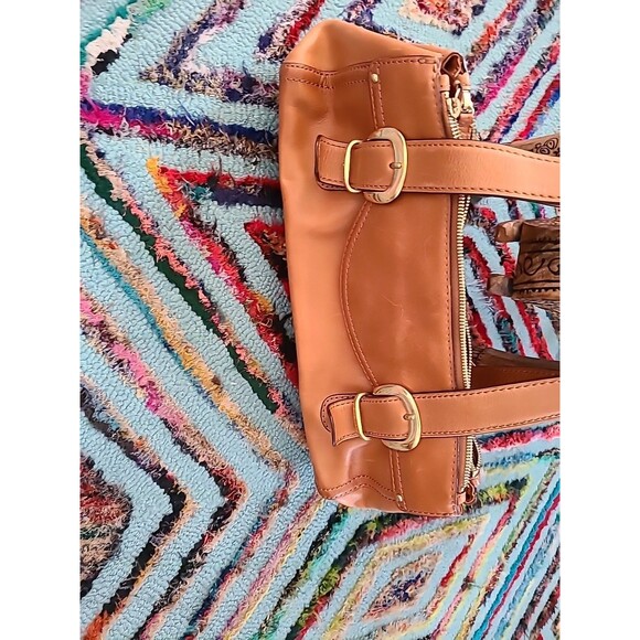 Vintage Michael Kors Standford Tan Leather Satchel Saddle Bag Handbag - Picture 13 of 15